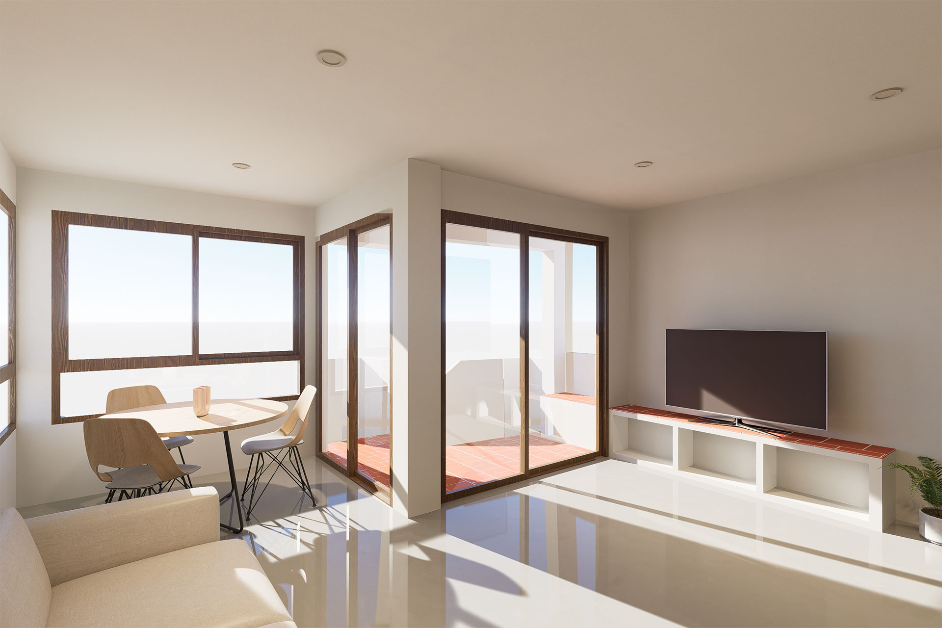 Vista del salón en Reforma en Gran Alacant por Labona Estudio 